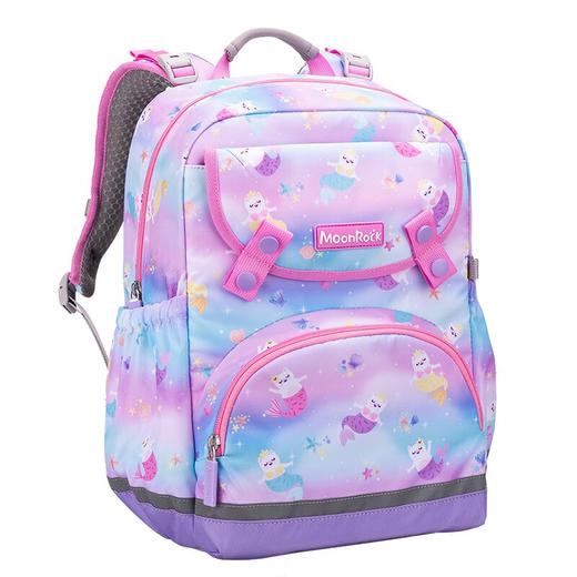 【护童】B座8F | 梦乐（MoonRock）2023新款儿童护脊书包小学生一二三年级男女轻便透气减负双肩背包 浅紫色-梦幻美人猫 商品图0