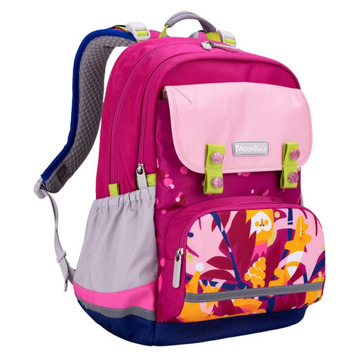 【护童】B座8F | (MoonRock）小学生书包奇趣插画新品护脊轻便减负可调节儿童潮流书包 SP200P 粉红色（魔法丛林） 商品图0