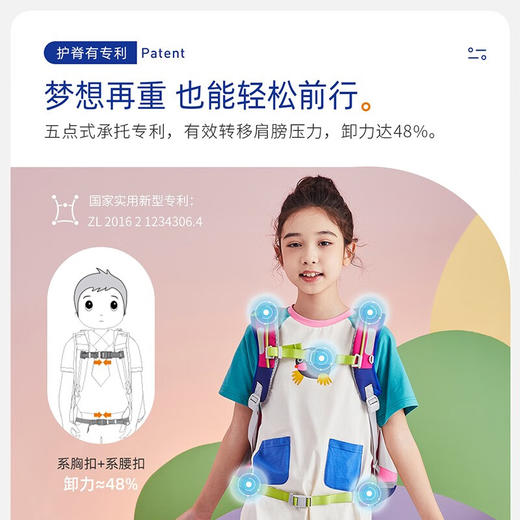 【护童】B座8F | (MoonRock）小学生书包奇趣插画新品护脊轻便减负可调节儿童潮流书包 SP200P 粉红色（魔法丛林） 商品图4