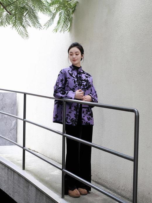 盛唐牡丹 |紫色漳绒富贵牡丹外套 商品图9