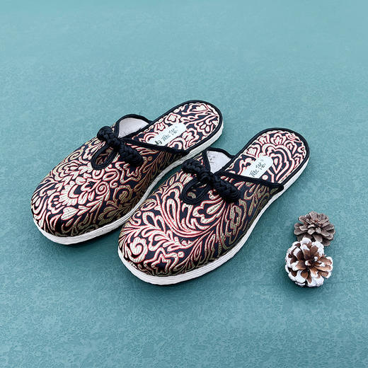 内联升男鞋室内情侣千层底织锦盘扣拖鞋2039C/2040C 商品图1