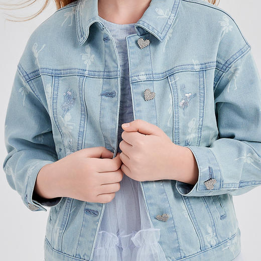 笛莎Deesha 2024春季新款外套甜美风牛仔外套 商品图3