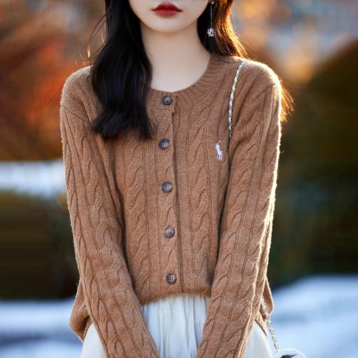 丁摩 经典小马刺绣麻花毛衣开衫纯羊毛衫NS-2021 商品图3