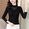 雀说 洋气蕾丝黑色打底衫女春秋网纱T恤内搭上衣4ZF-012915 商品缩略图1