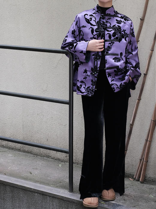 盛唐牡丹 |紫色漳绒富贵牡丹外套 商品图8