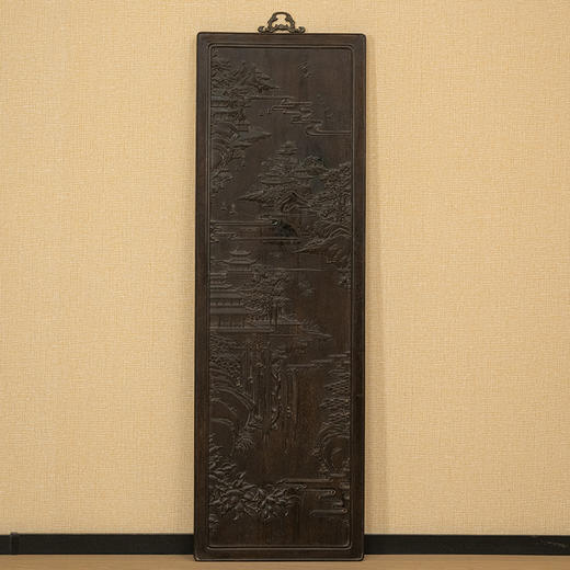 二十世纪 紫檀山水楼台挂屏 商品图0