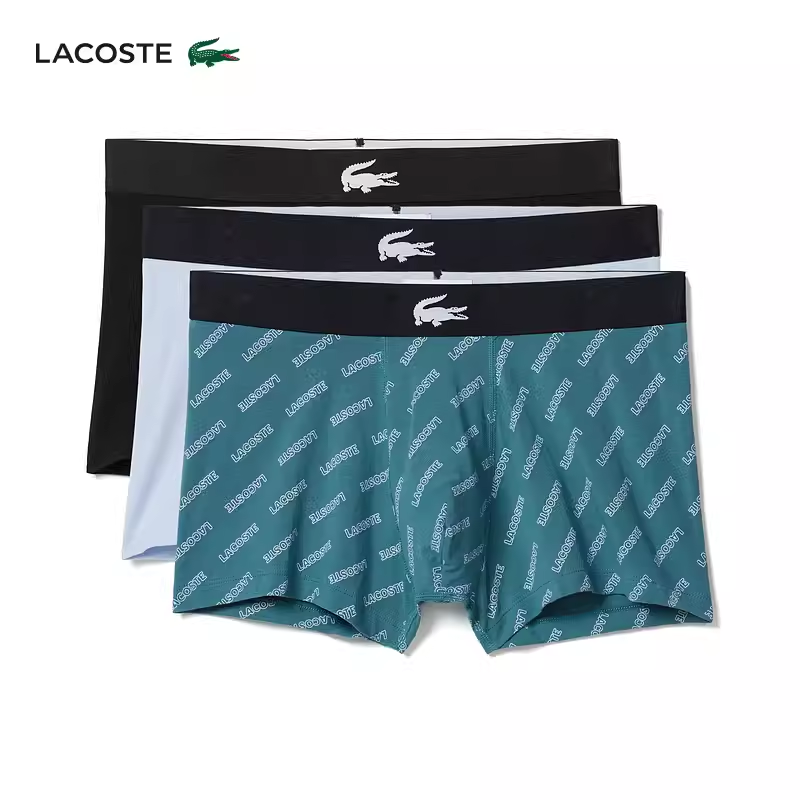 Lacoste法国鳄鱼男装新款舒适3条装平角内裤5H1774-10