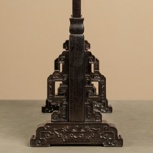 二十世纪 紫檀镶云石云纹插屏 商品图4