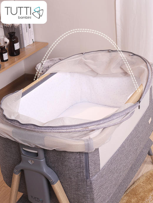 Tutti Bambini 圆顶蚊帐（适配CoZee婴儿床） |婴儿床蚊帐蒙古包全罩式 新生儿欧式蚊帐防蚊罩可折叠免安装蚊帐 商品图1