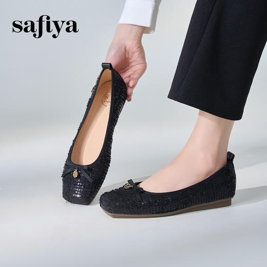 Safiya/索菲娅2024春季小香风方头巴黎舞鞋气质通勤浅口单鞋 SF41111109 商品图3