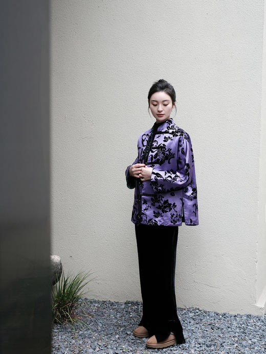 盛唐牡丹 |紫色漳绒富贵牡丹外套 商品图11