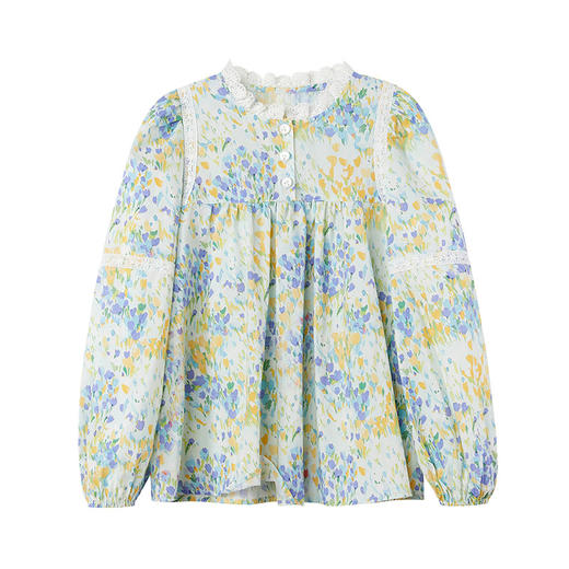 笛莎Deesha 童装女童衬衫2024春季新款长袖花版衬衫 商品图4