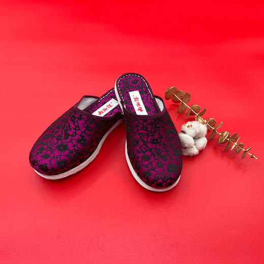 内联升女鞋手工室内拖鞋千层底织锦舒适拖鞋2006C 商品图0