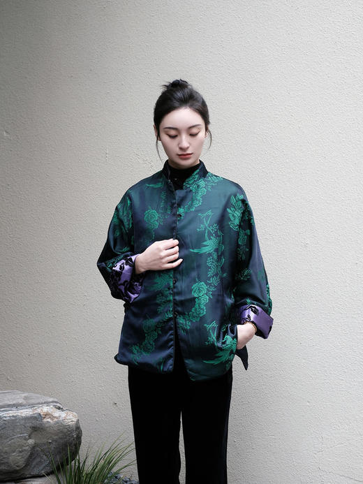 盛唐牡丹 |紫色漳绒富贵牡丹外套 商品图6