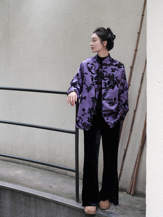 盛唐牡丹 |紫色漳绒富贵牡丹外套 商品图12