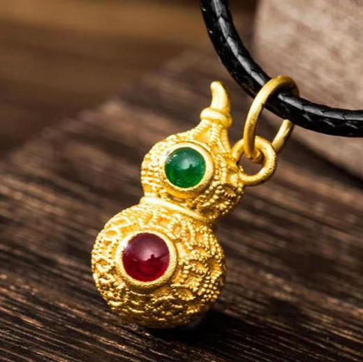 宝庆银楼和田玉银镀金手镯 送宝葫芦挂件一枚 商品图1