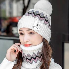帽子女冬季保暖防寒毛线帽女士百搭针织帽冬天骑车防风加绒月子帽