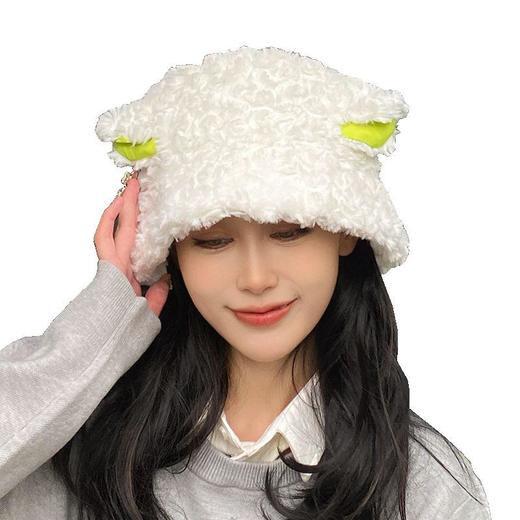 个性小羊帽子秋冬季百搭渔夫帽女日系可爱毛线保暖耳朵毛绒帽盆帽 商品图4