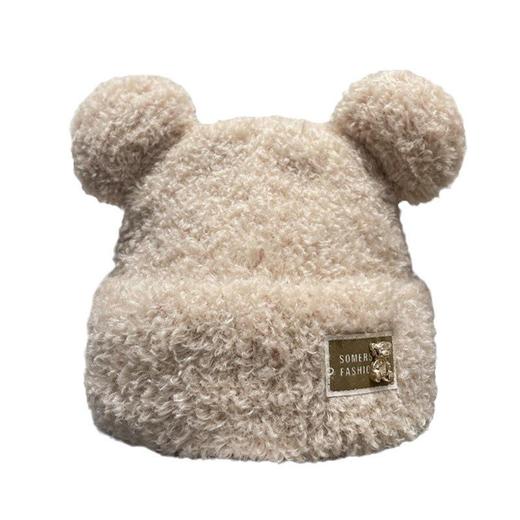 冬季可爱卡通毛绒帽小熊耳朵套头帽女日系保暖加厚护耳针织帽 商品图4