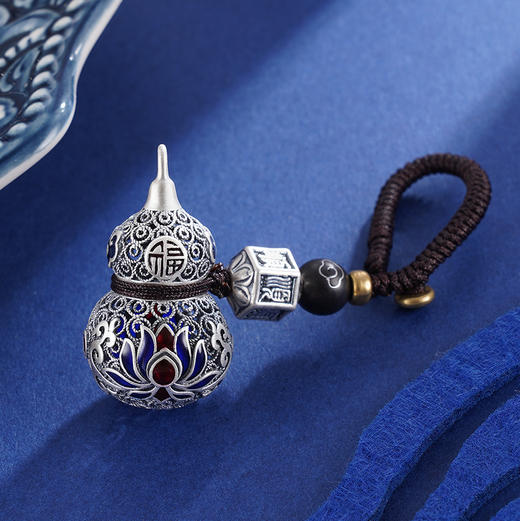 子佩集S999银【葫芦】钥匙扣【DZ795】仿古花丝珐琅彩葫芦纯银2402 商品图1