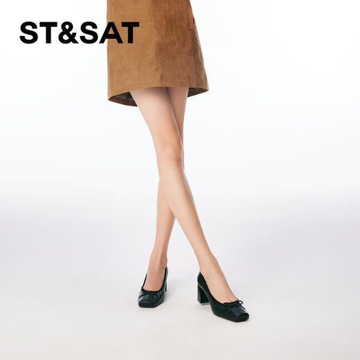 星期六甜美方头蝴蝶结粗跟鞋SSC1111094 商品图4