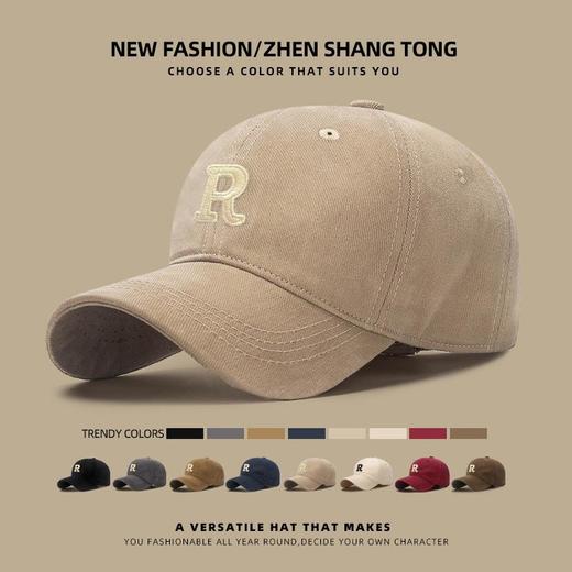 韩版大头围立体棉线刺绣R字母棒球帽女抖音代发百搭磨毛鸭舌帽子 商品图1