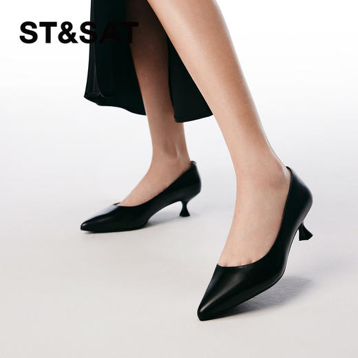 星期六优雅尖头通勤中跟鞋SSC1111085 商品图5