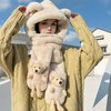 可爱小熊帽子女冬季百搭保暖毛绒帽手套围巾一体三件套保暖套头帽 商品缩略图0