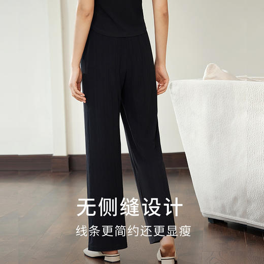 金三塔真丝睡裤女100%桑蚕丝简约直筒弹力家居裤可外穿长裤女新品  YZFEA901 商品图1
