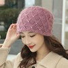 冬季新款女松鼠绒保暖珍珠针织毛线帽中老年护耳毛线帽老太妈妈帽 商品缩略图1
