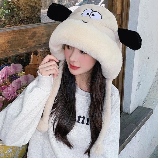 毛绒帽子女冬天可爱卡通小狗加厚骑车百搭学生护耳保暖雷锋帽 商品图0