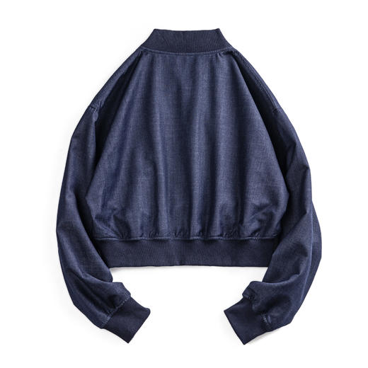 马登女装机车辣妹深色蓝外套高腰棒球夹克飞行员修身短款工装牛仔 商品图6