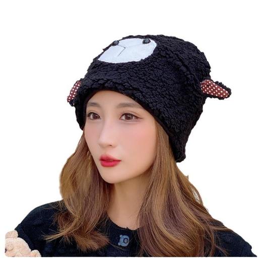 冬季日系卡通甜美可爱耳朵帽子女小绵羊毛绒加厚帽抖音代发套头帽 商品图4