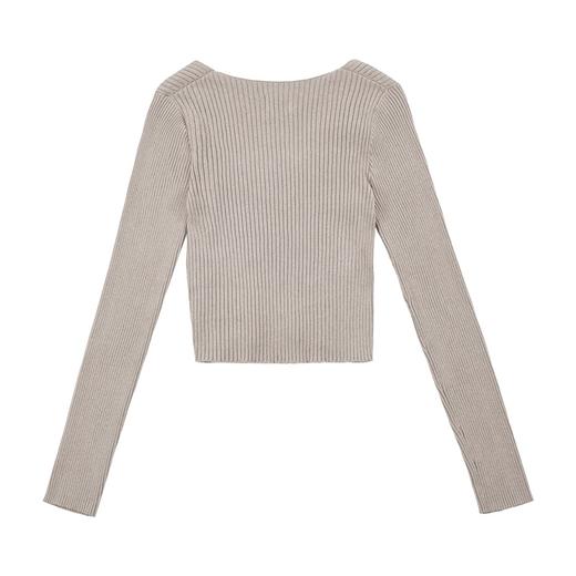 马登美式复古v领坑条针织衫显瘦内搭打底秋冬短款修身女上衣女 商品图9