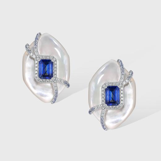 Royal Sapphire皇家蓝宝石系列 | 皇家蓝宝石白贝耳环 商品图0