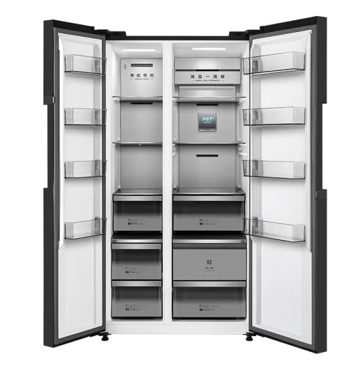 美的（202632）603对开门双开门微晶一周鲜风冷无霜一级能效大容量家用冰箱 BCD-603WKGPZM深空蓝-星墨 商品图1