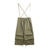 马登女装复古抽绳工装背带裙显瘦半身长裙子不规则设计感军绿伞裙 商品缩略图5