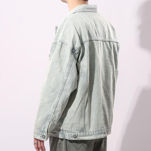 DRONKOO 2024 翻领前盖袋双分割结构浅色牛仔中厚夹克 商品图4