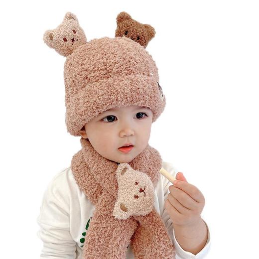 男女宝宝秋冬季帽子围巾两件套加厚保暖防风婴幼儿男女童超萌帽子 商品图4