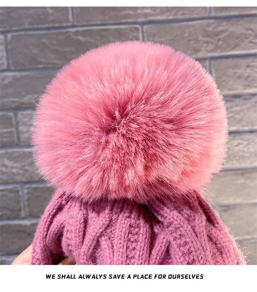 月子帽冬季加绒保暖毛线帽女冬潮毛球针织帽韩版潮百搭白色冷帽女 商品图3