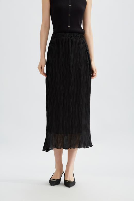 【商场同款】阿菁娜2024春夏新款宽松压褶精致A字半裙A29X113018 商品图1