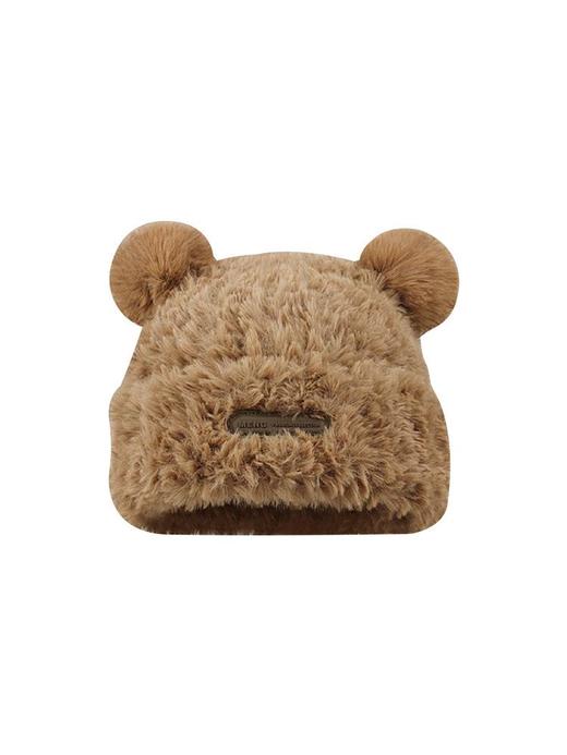 冬季新款可爱小熊毛绒帽女保暖加厚护耳帽大头围针织毛线帽子 商品图4