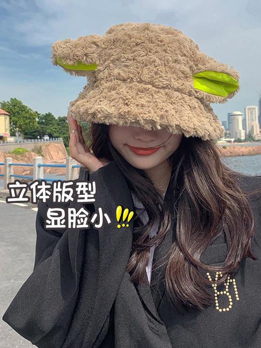 个性小羊帽子秋冬季百搭渔夫帽女日系可爱毛线保暖耳朵毛绒帽盆帽 商品图1