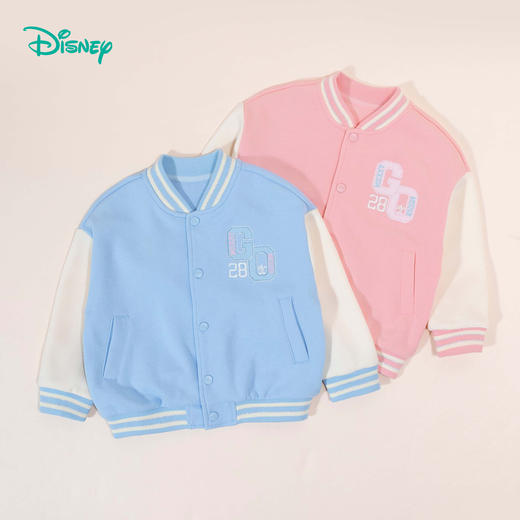 【商城同款】迪士尼2024春季新款学院风女童棒球服马卡龙撞色拼接外套运动上衣 商品图4