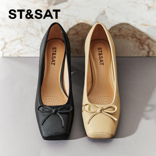 星期六甜美方头蝴蝶结粗跟鞋SSC1111094 商品图1