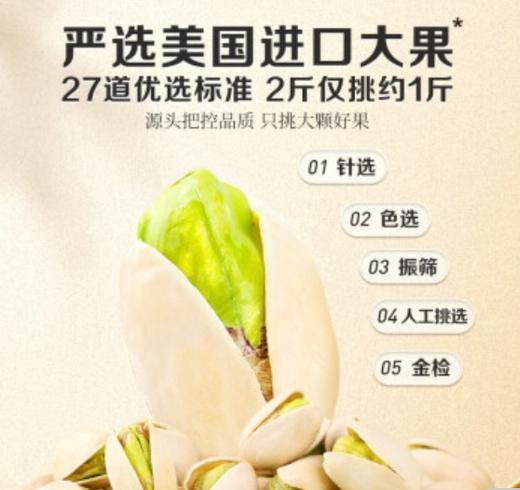 【年货节】百草味原色无漂白盐焗味开心果500g 每日坚果干果零食量贩 送礼团购 商品图2