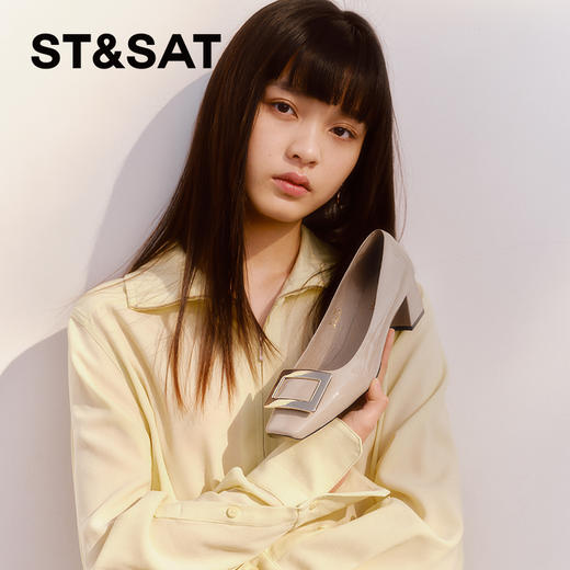 星期六优雅搭扣粗跟鞋SSC1111087 商品图1