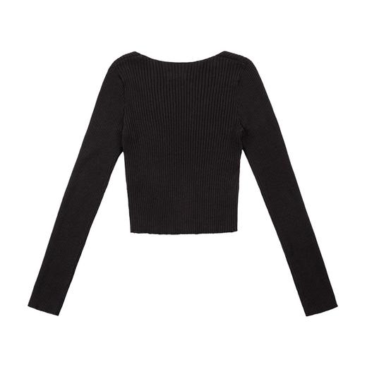 马登美式复古v领坑条针织衫显瘦内搭打底秋冬短款修身女上衣女 商品图7