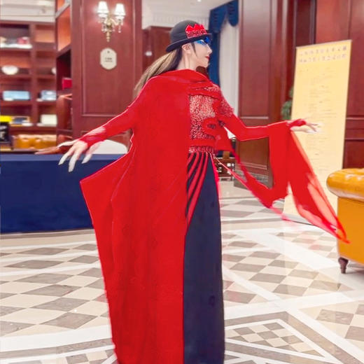 龙旗拼撞无袖连衣裙 |杨丽萍老师同款 |现货加急发 商品图2