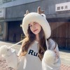可爱毛绒鹿角针织帽韩国秋冬新款三毛球毛线帽简约时尚保暖帽子女 商品缩略图2